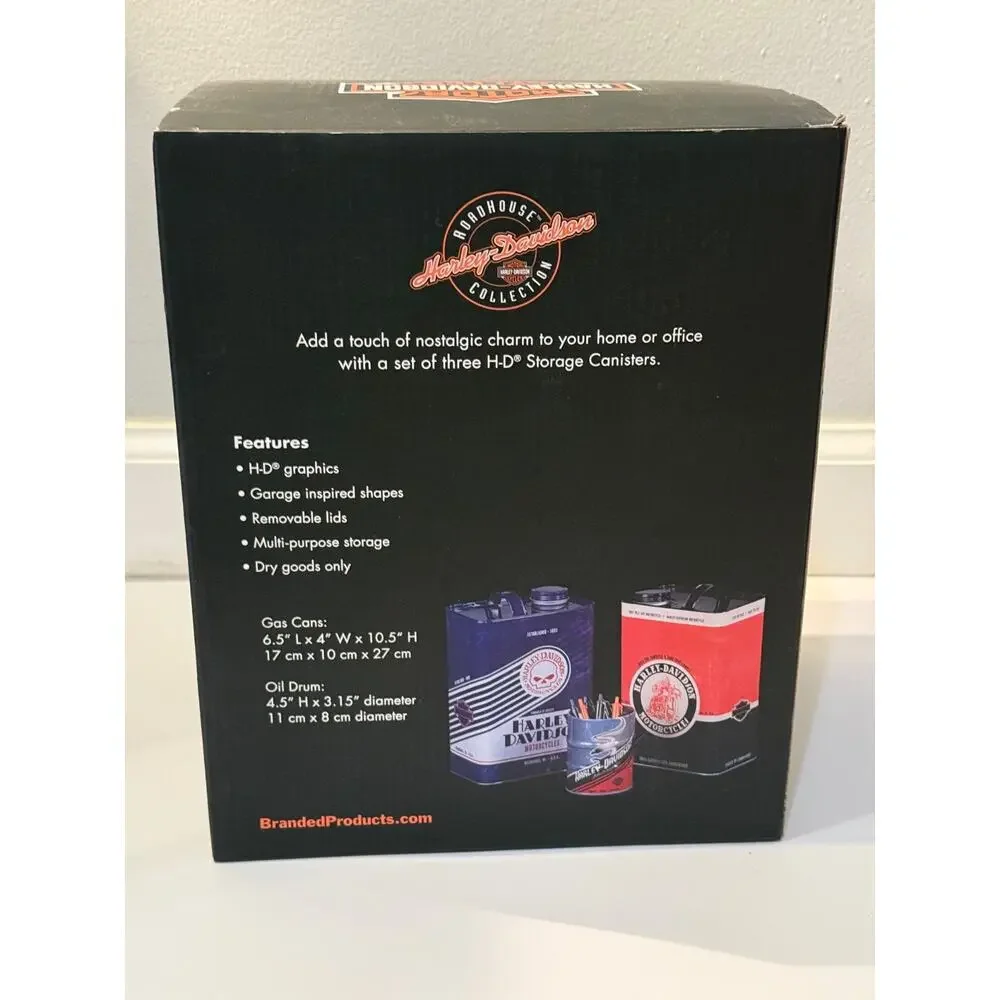 🏍️ Harley-Davidson Storage Canister Set Roadhouse Collection NEW 3pc